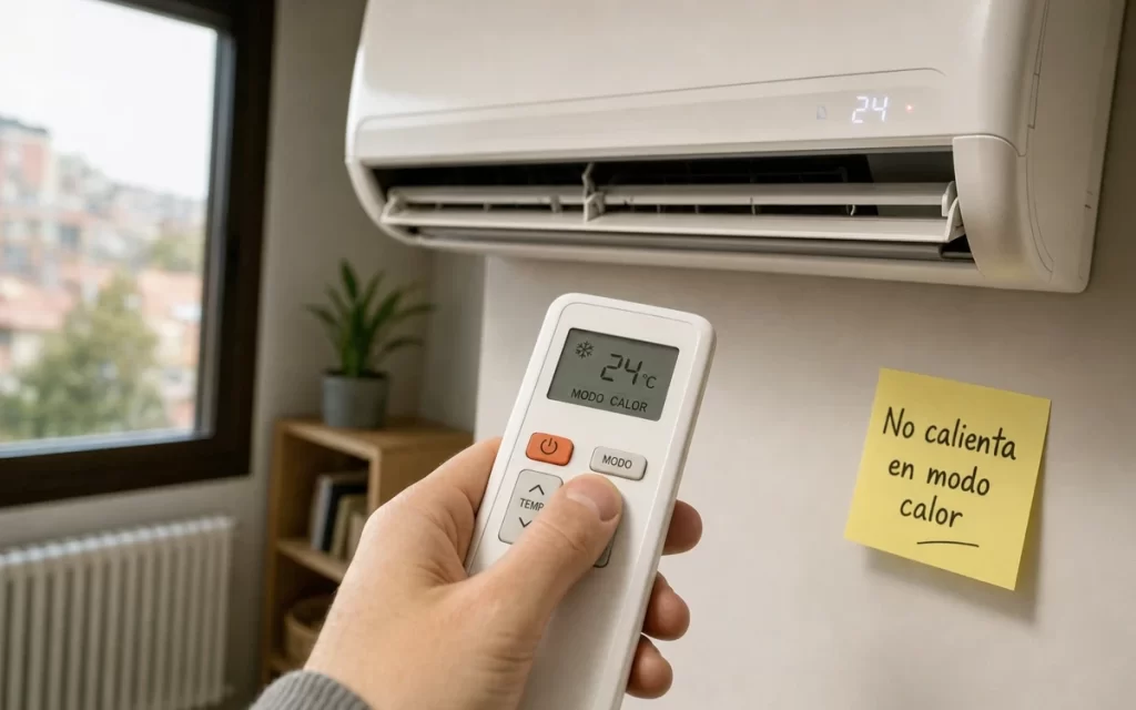 Aire acondicionado no calienta en modo calor