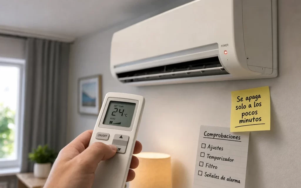 Aire acondicionado se apaga solo a los pocos minutos
