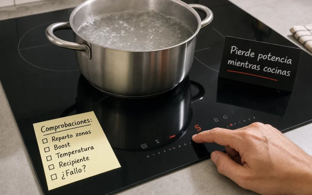 Placa de inducción pierde potencia mientras cocina