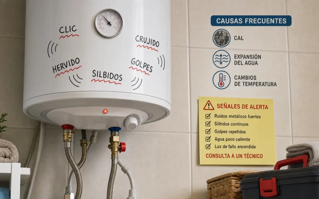 Termo eléctrico hace ruidos al calentar: cal, expansión y señales de alerta
